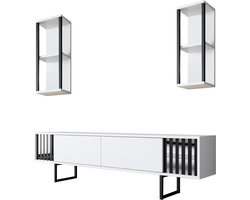 Modern TV-meubel | Woody Mode | 100% Melamine | Metalen Poten | Wit Zwart