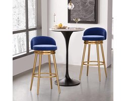 Modern Velvet Bar Stools Set of 2 | 360° Swivel Bar Chairs with Footrest | Luxury Kitchen, Island, Countertop, Bistro, and Office Chairs | Comfortable Black Bar Chairs for Dining Room, Living Room & Bar