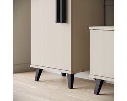 Modern Wandmeubel op Pootjes - 4-delige Set - 180 cm TV-kast, Vitrinekast & Boekenkast - CONGO & Zwart - Inclusief LED