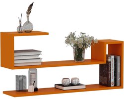 Modern Wandrek voor Woonkamer of Werkkamer - Houtlook Plank met Oranje Accent