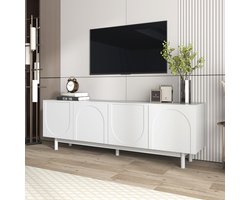 Modern wit tv-meubel – 175 x 38 x 56 cm - verstelbare inzetstukken - onderkast in lichte en luxe stijl