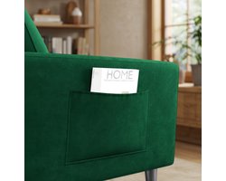 Moderne 1-zitsbank Loungesofa – Compacte Kleine Bank met Armleuningen en 2 Kussens – Stijlvolle Linnen Bank voor Woonkamer, Slaapkamer en Ontvangstruimte – Comfortabele Groene Zithoek House&Garden