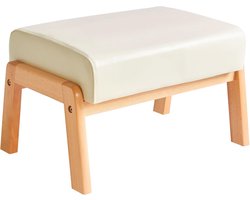 Moderne 10,2" H Voetenbank Ottomaanse van PU-leer met Houten Poten - Perfect voor Woonkamer, Slaapkamer en Kantoor