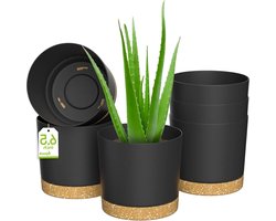 Moderne 165cm Plant Potten met Afvoergaten- Grote Plastic Bloempotten voor Huis Tuin Vensterbank (Donkergrijs Set van 6)