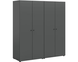 Moderne 2-delige garderobekast-combinatie in antraciet - Dubbele opbergruimte - 160x176x51cm