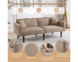 Moderne 2-Zits Slaapbank met Slaapfunctie – Verstelbare Rugleuning, Opklapbare Lounge Sofa met Ligvlak 157x89 cm, Katoenlinnen Stof Antiekbruin – Comfortabele Compacte Bank voor Woonkamer & Logeerkamer