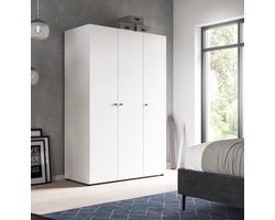 Moderne 3-deurs kledingkast in wit - Slimme opbergoplossing voor elk interieur - 120x176x51cm