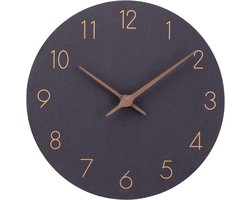 Moderne 30 cm stille, niet-tikkende MDF-houten wandklok, grote kwartsklok op batterijen, gemakkelijk af te lezen voor slaapkamer, huis, keuken, kamer, kantoor en school (zwart)