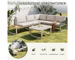 Moderne 4-delige Loungeset Tuinset 118x60x85 cm – Rotan Look Balkonset met 2x 2-zits Bank, 1x Fauteuil & Glazen Salontafel – Weerbestendig, Comfortabele Kussens – Laura
