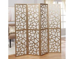 Moderne 4 Panelen Scherm Room Divider in Goud
