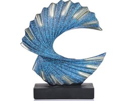 Moderne Abstracte Kunst Hars Standbeeld Woondecoratie - Wave Sculptuur Decoratie Ornamenten voor Woonkamer - Eetkamer Kantoorkast Bar Planken Tafel Center Stukken