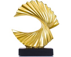 Moderne Abstracte Kunst Hars Standbeeld Woondecoratie - Wave Sculptuur Decoratie Ornamenten voor Woonkamer - Eetkamer Kantoorkast Bar Planken Tafel Midden Stukken (B)
