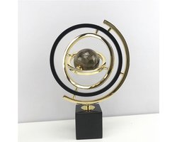 Moderne abstracte kunst ornamenten - decoratieve metalen accessoires - 3 stuks - goudkleurig - metaal - 15 cm