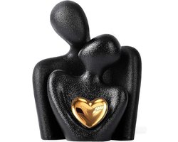 Moderne Abstracte Sculptuur van Een Koppel in Zwart Porselein, Perfect voor Woonkamer Decoratie, Bruiloft en Verjaardag Cadeau, Desktop Decoraties