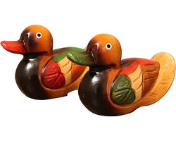 Moderne abstracte sculptuur - woondecoratie - tafeldecoratie voor woonkamer - 1 Paar - Houten Eend Beeldje - Tuin Vogel Ornamenten