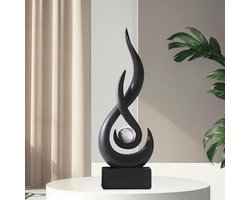 Moderne Abstracte Vlam Sculptuur Decoratie - Zwart Hars Kunstwerk voor Woonkamer en Slaapkamer - 30 cm