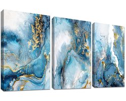 Moderne Abstracte Wanddecoratie - Canvas Schilderij - 1 stuk - Houten ingelijst - 90x40 cm