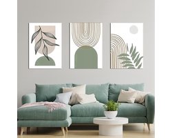 Moderne abstracte wanddecoratie - set van 3 - kleurrijk - fleece canvas
