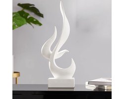 Moderne abstracte witte vlam sculptuur decoratie voor slaapkamer en woonkamer - handgemaakt van hars raamdecoratie vensterbank