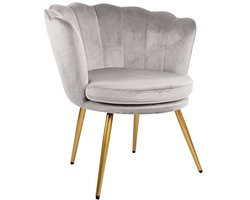 Moderne Accent Stoel - Glamoureus Art Deco Ontwerp - Zilvergrijs met Gouden Poten
