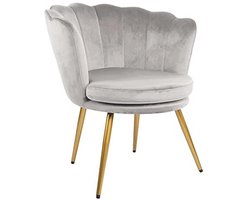 Moderne Accent Stoel - Glamoureus Art Deco Ontwerp - Zilvergrijs met Gouden Poten