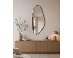 Moderne Asymmetrische Spiegel 30×70 cm met Brede Gouden Rand