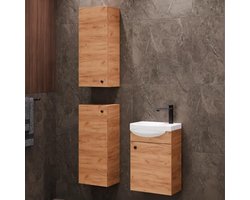 Moderne badkamer meubelset met wastafel en 2 midi kasten - 40x60 cm