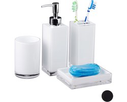 Moderne badkameraccessoires set - 4-delig - wit - kunststof