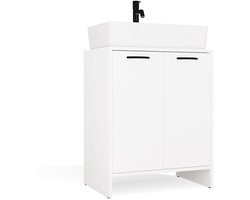 Moderne badkamerkast NINA 2DUM onder wastafel – 2 deuren, mat wit | Afm: 60x74x40 cm