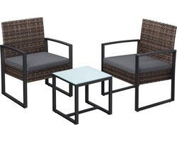 Moderne Balkonmeubel en Tuinmeubel Set - Loungeset Ideaal voor Balkon en Tuin - Bruin / Grijs