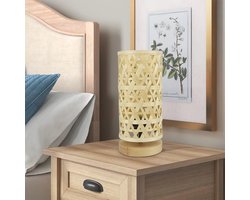 Moderne Bamboe Tafellamp met Warm Licht en Rubberhout