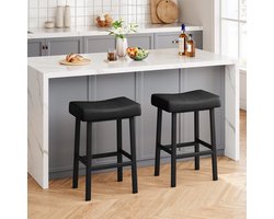 Moderne barkrukken zonder rugleuning, set van 2, 29 inch barhoogte – Gestoffeerde, waterdichte zitting van PU-leer – Stevig metalen frame met voetsteun – Gemakkelijk schoon te maken – Ideaal voor de keuken, thuisbar of café