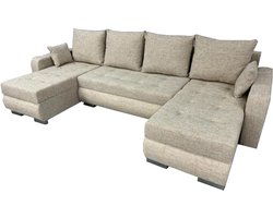 Moderne beige U-vormige hoekbank met slaapfunctie