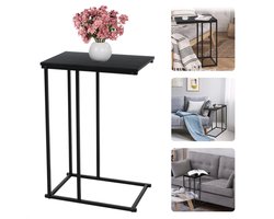 Moderne Bijzettafel - Banktafel - Tafeltje - Compact Banktafeltje van Metaal en Hout - 40x26xH58cm - Inclusief EBOOK