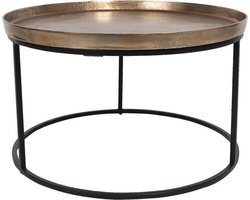 Moderne Bijzettafel Van Metaal Rond - Zwart Brons Goud - Ronde Salontafel - Salon - Bijzettafeltje - Metaal - 60 x 60 x 35 cm