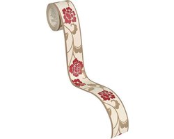 MODERNE BLOEMEN BEHANGRAND | Zelfklevend - beige bruin rood - A.S. Création Only Borders 11