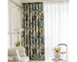 Moderne bloemenprint, olieverfstijl, Tassel Farmhouse Room verduisterend gordijn, woonkamer, slaapkamer, landhuisdeur,Met haakjes ringen,140x160cm