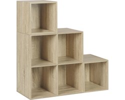 Moderne Boekenkast - Industriele Wandkast - Boekenkast - Meerdere Opbergvakken - Kast - Opbergkast - Open - Bruin - Assymetrisch