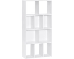 Moderne Boekenkast - Industriele Wandkast - Boekenkast - Meerdere Opbergvakken - Kast - Opbergkast - Open - Wit