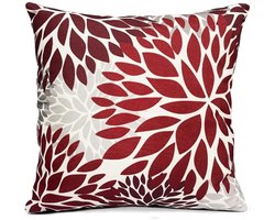 Moderne Boheemse stijl 45x45 linnen bankkussenhoes rood en wit abstract Astra bloem vierkant kussensloop geschikt voor bankkussen slaapkamer woonkamer stoel tweedelige set