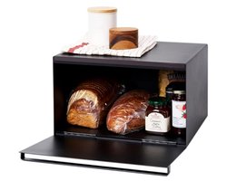 Moderne Brooddoos van Staal en Hout - Zwart