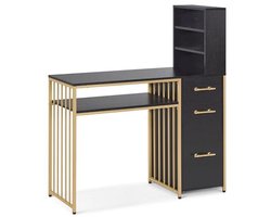 Moderne bureau met 3 lades - Hout en metaal, Computer tafel en nageltafel