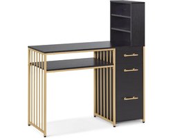 Moderne bureau met 3 lades - Hout en metaal, Computer tafel en nageltafel