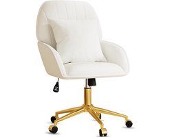 Moderne bureaustoel voor make-upkamer en thuiskantoor - Verstelbare en draaibare stoel met fluwelen kussen en gouden poten