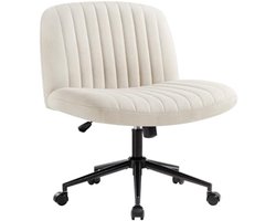 Moderne Bureaustoel zonder Armleuningen - Hoogte Verstelbare Kantoorstoel met Wielen - Stoffen Zitstoel met Breed Comfortabel Kussen - Geschikt voor Thuis, Kantoor en Slaapkamer