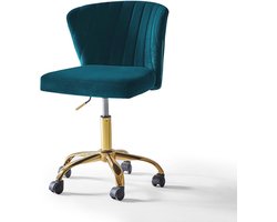 Moderne Bureaustoel zonder Armleuningen - Hoogte Verstelbare Kunststof Velours Stoel voor Thuis en Kantoor (Groen)