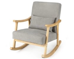 Moderne chaise longue fauteuil voor de woonkamer, stoffen lounge stoel met armleuningen, grijs