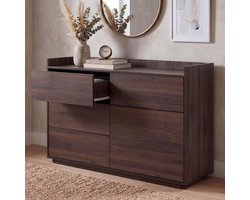 Moderne Commode - Dressoir Kast - Opbergen Kleding - Push-to-open laden - 83x120x40cm - Walnootlook