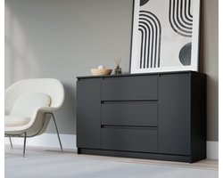 Moderne Commode - Dressoir Woonkamer - Veel Opbergruimte - Krasbestendig Materiaal - 140 x 78 x 39 cm - Zwart