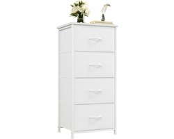 Moderne Commode met 4 Ruime Laden - Hoogglans Afwerking - Slank & Ruimtebesparend Design - Opbergkast voor Slaapkamer, Hal en Woonkamer - Wit